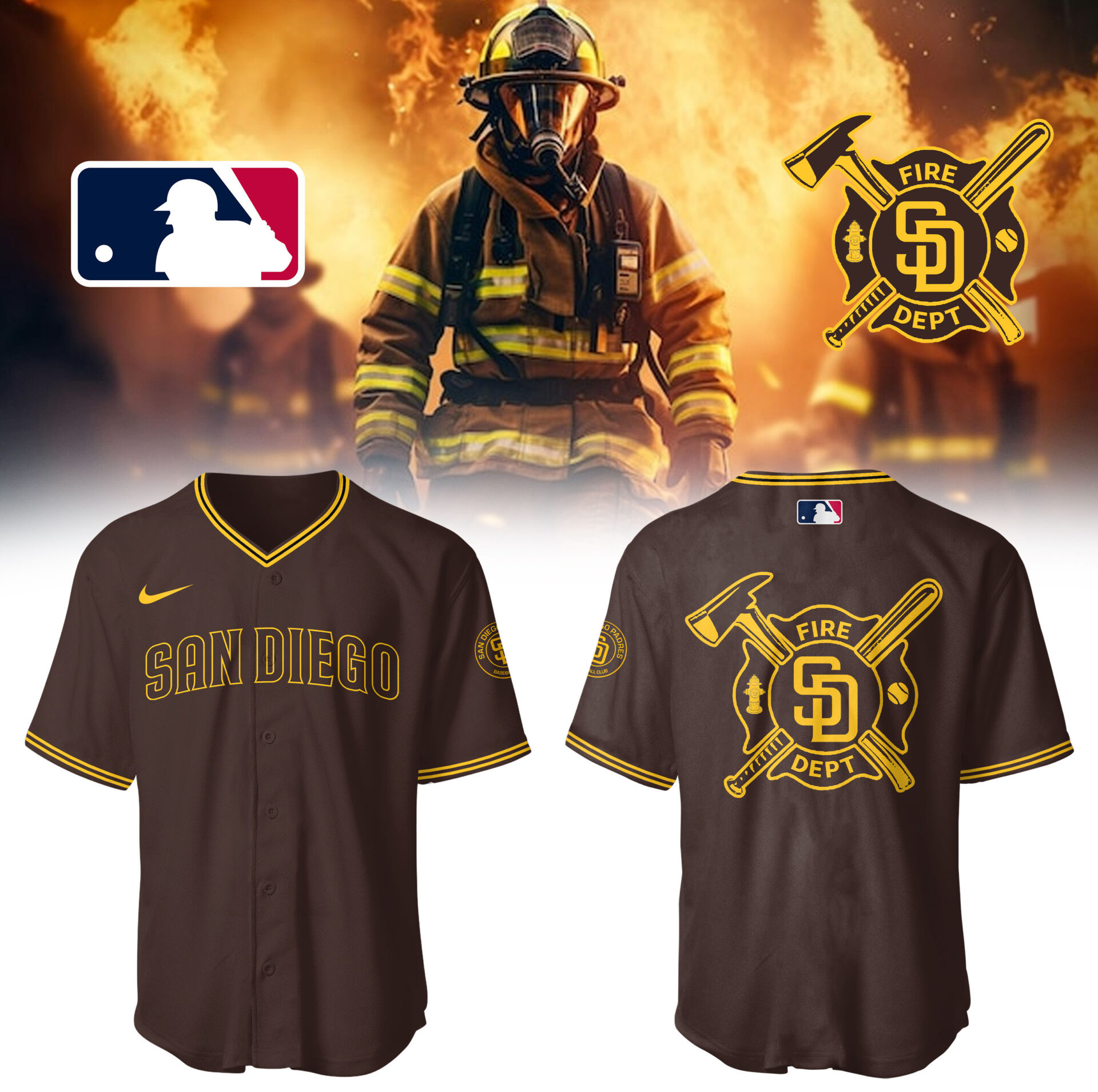 San Diego x Firefighter Appreciation Night Jersey Gift Ideas For Baseball Players