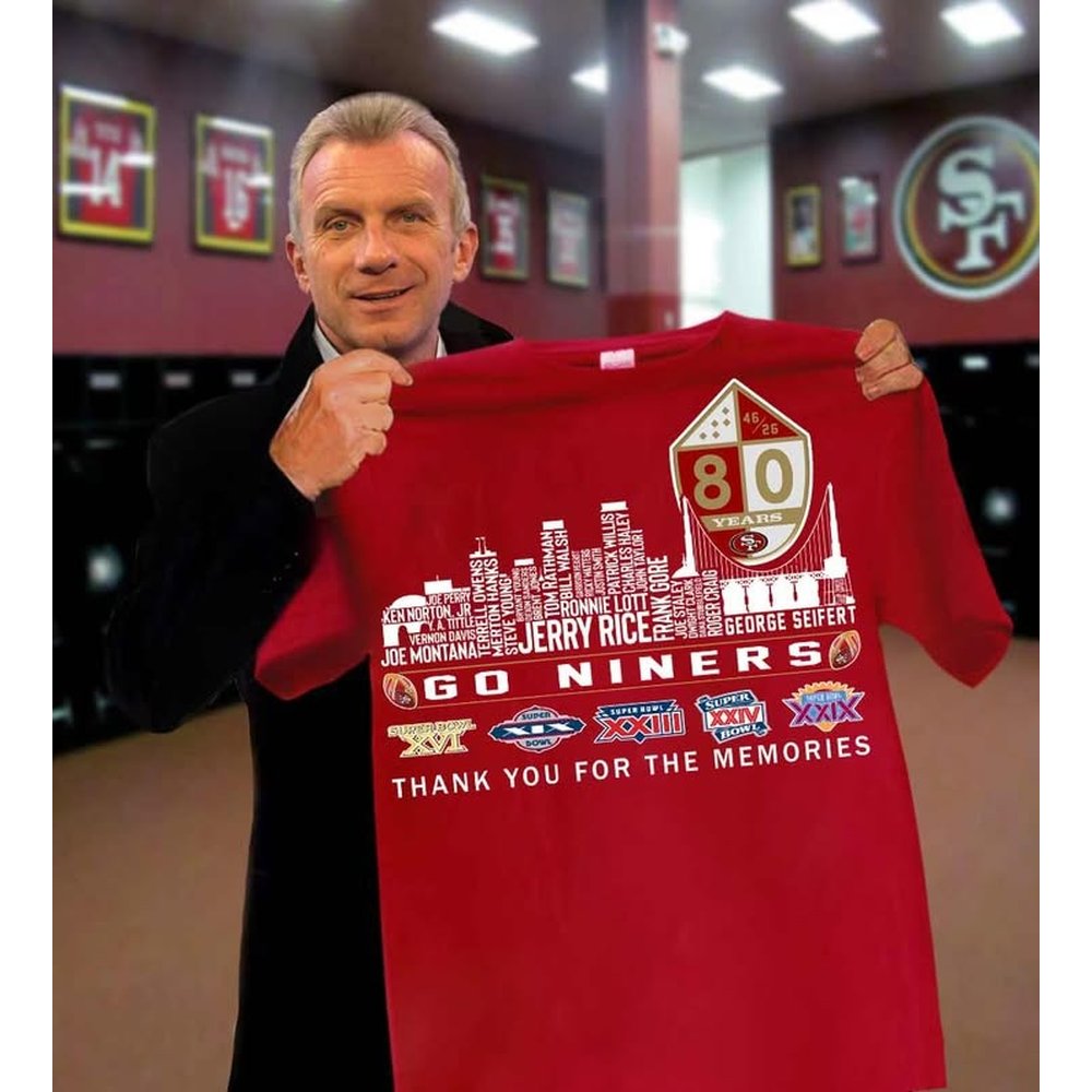 San Francisco 49ers 80th Anniversary 1946 2026 Red T-Shirt 49ers Merch Best Gifts For Football Players