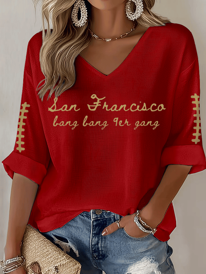 San Francisco 49ers Merch Bang Bang 49ers Gang V-Neck Shirt Best Football Gift Ideas