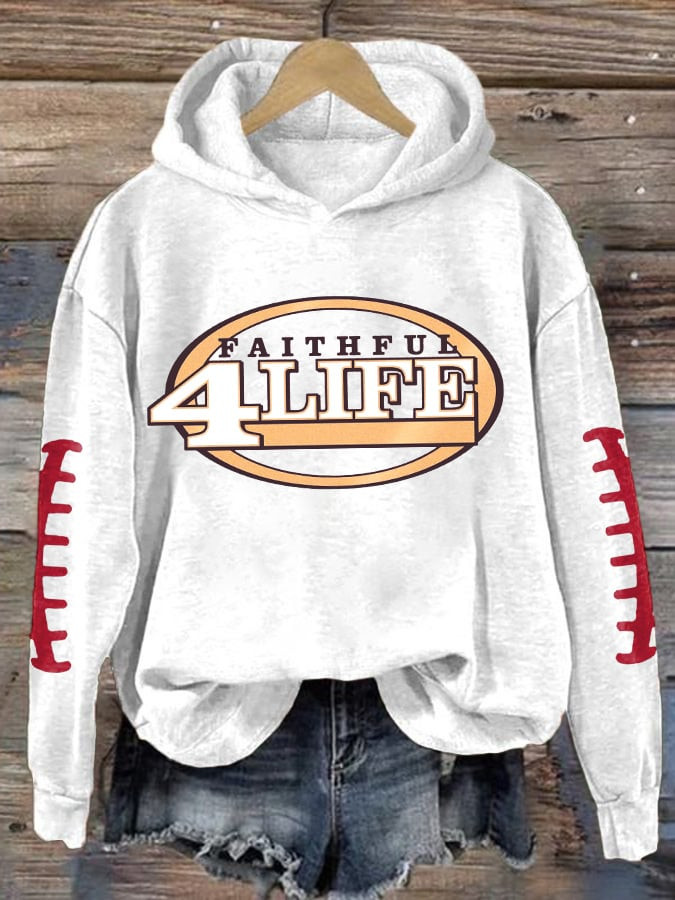 San Francisco 49ers Merch Faithful 4life Hoodie Football Themed Gifts For Girlfriend