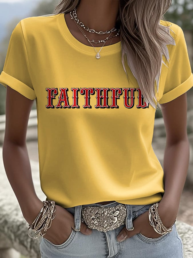 San Francisco 49ers Merch Faithful Football T-Shirt Niners Fan Gifts For Women