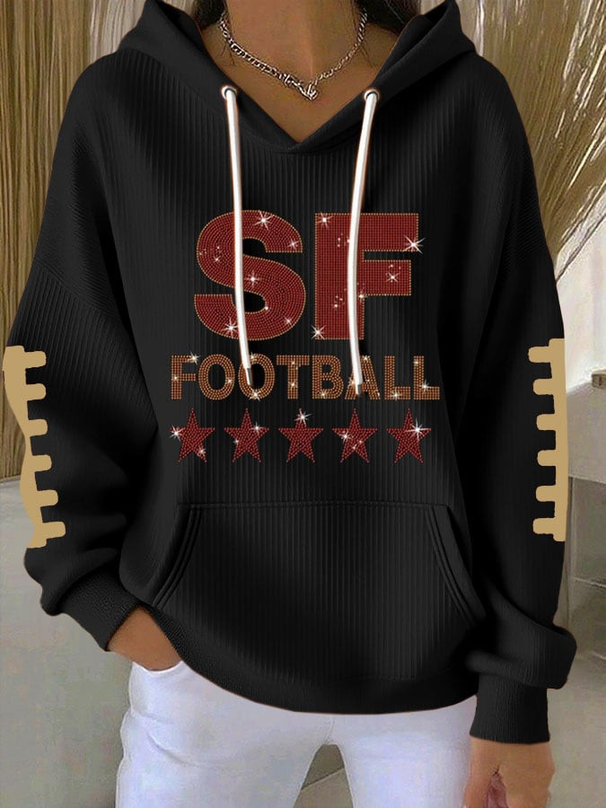 San Francisco 49ers Merch SF Football Hooded Sweatshirt Game Day Gifts For Her