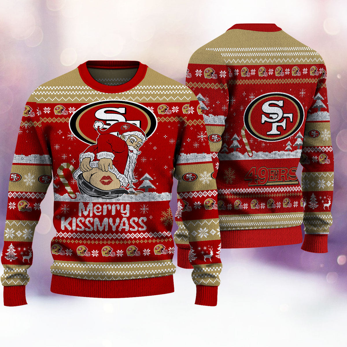 San Francisco 49Ers Merry Kissmyass Ugly Christmas Sweater Funny Xmas Holiday Fan Merch