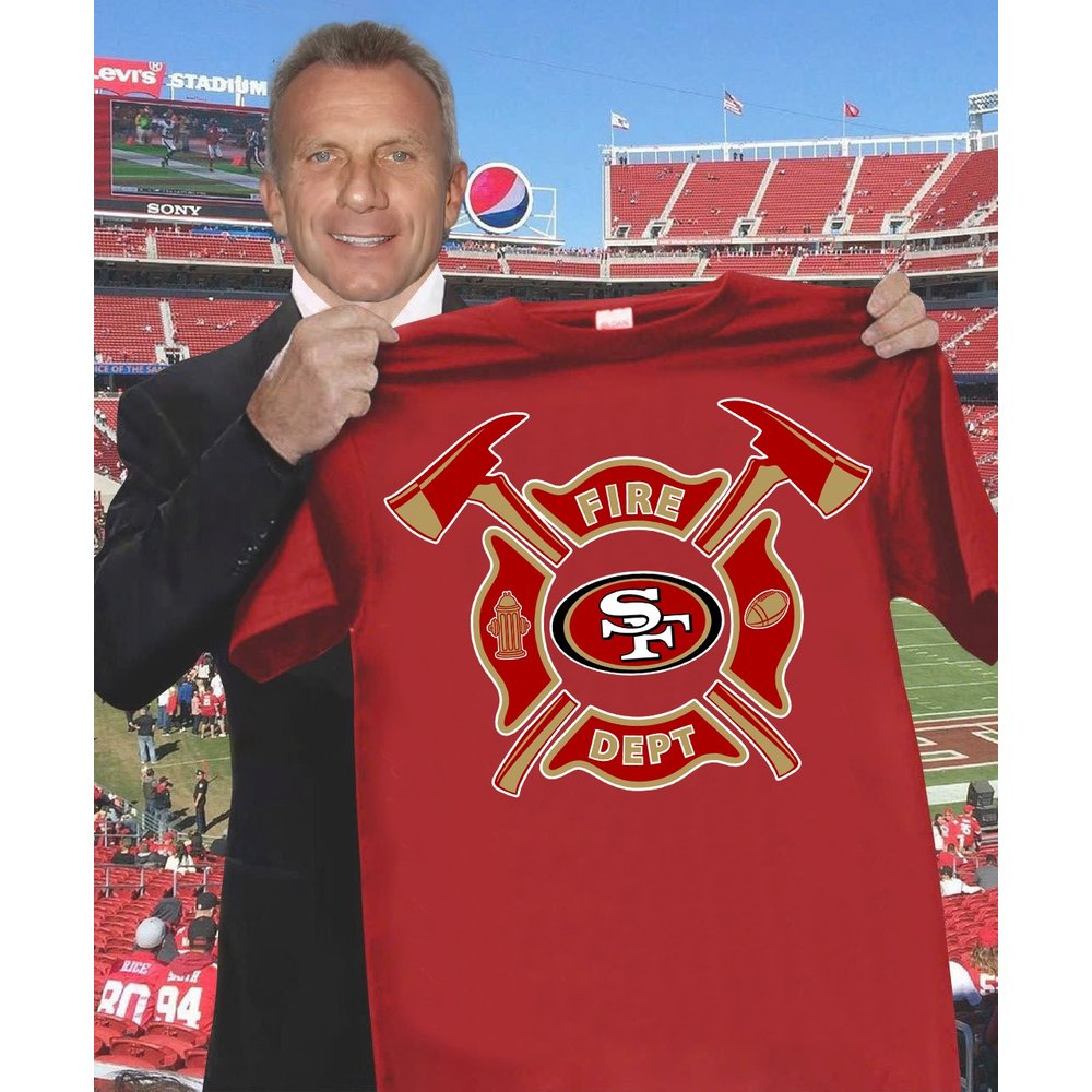 San Francisco 49ers NFL Team x Firefighter Department Red T-Shirt 49ers Apparel Unique Football Gifts For Fans