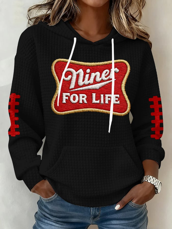 San Francisco 49ers Niner For Life Waffle Hoodie SF Football Hoodie 49ers Super Bowl Merch San Francisco 49ers Niner For Life Waffle Hoodie SF Football Hoodie 49ers Super Bowl Merch