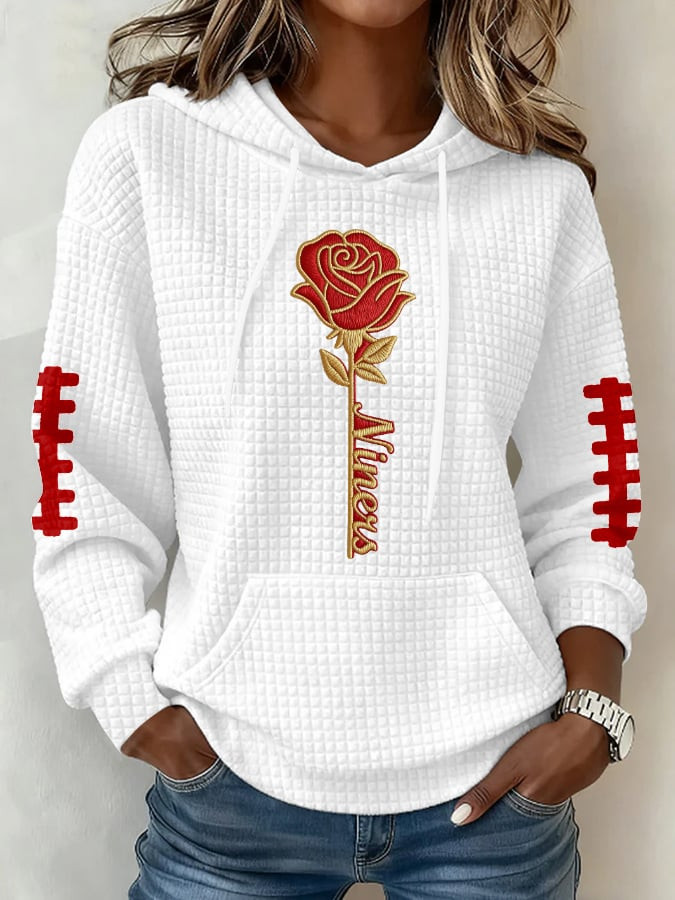 San Francisco 49ers Rose Waffle Hoodie SF Strong Hoodie 49ers Super Bowl Merch Game Day Gifts