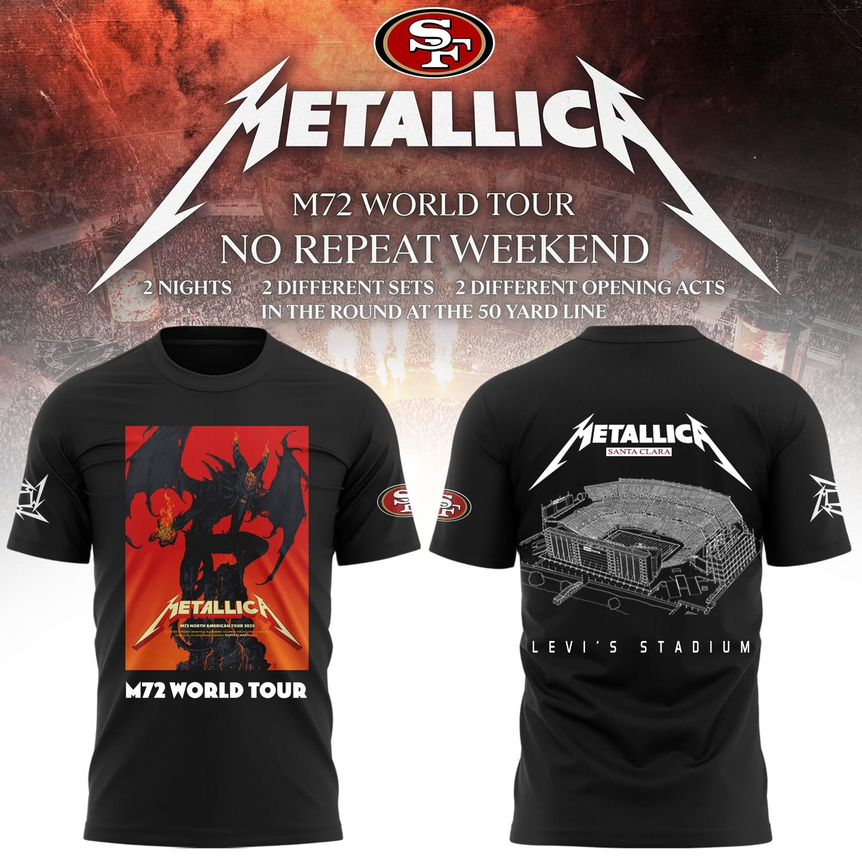 San Francisco 49ers x Metallica M72 World Tour T-Shirt NFL Fan Apparel Gift For 49ers & Metal Fans