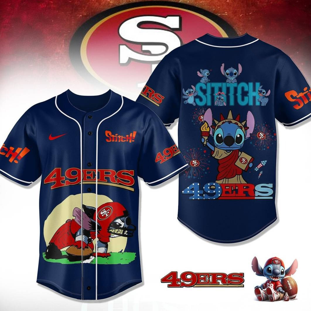 San Francisco 49ers x Stitch Special Baseball Jersey Best Gifts For Baseball Lovers