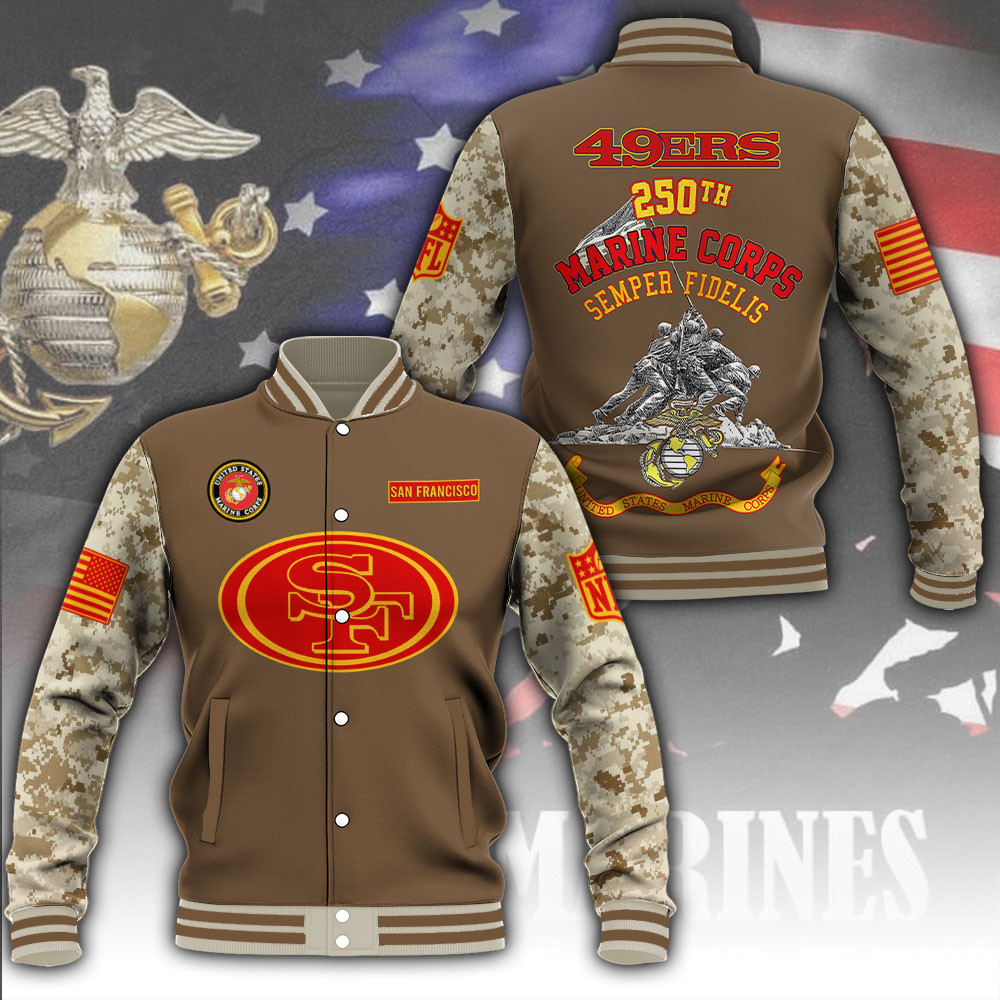 San Francisco 49ers X US Marine Corps 250th Anniversary Jacket Gifts For Veterans