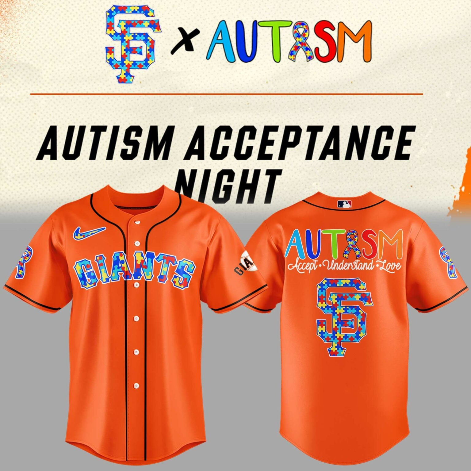 San Francisco Giants 2025 Autism Night Jersey Baseball Lover Gift Ideas