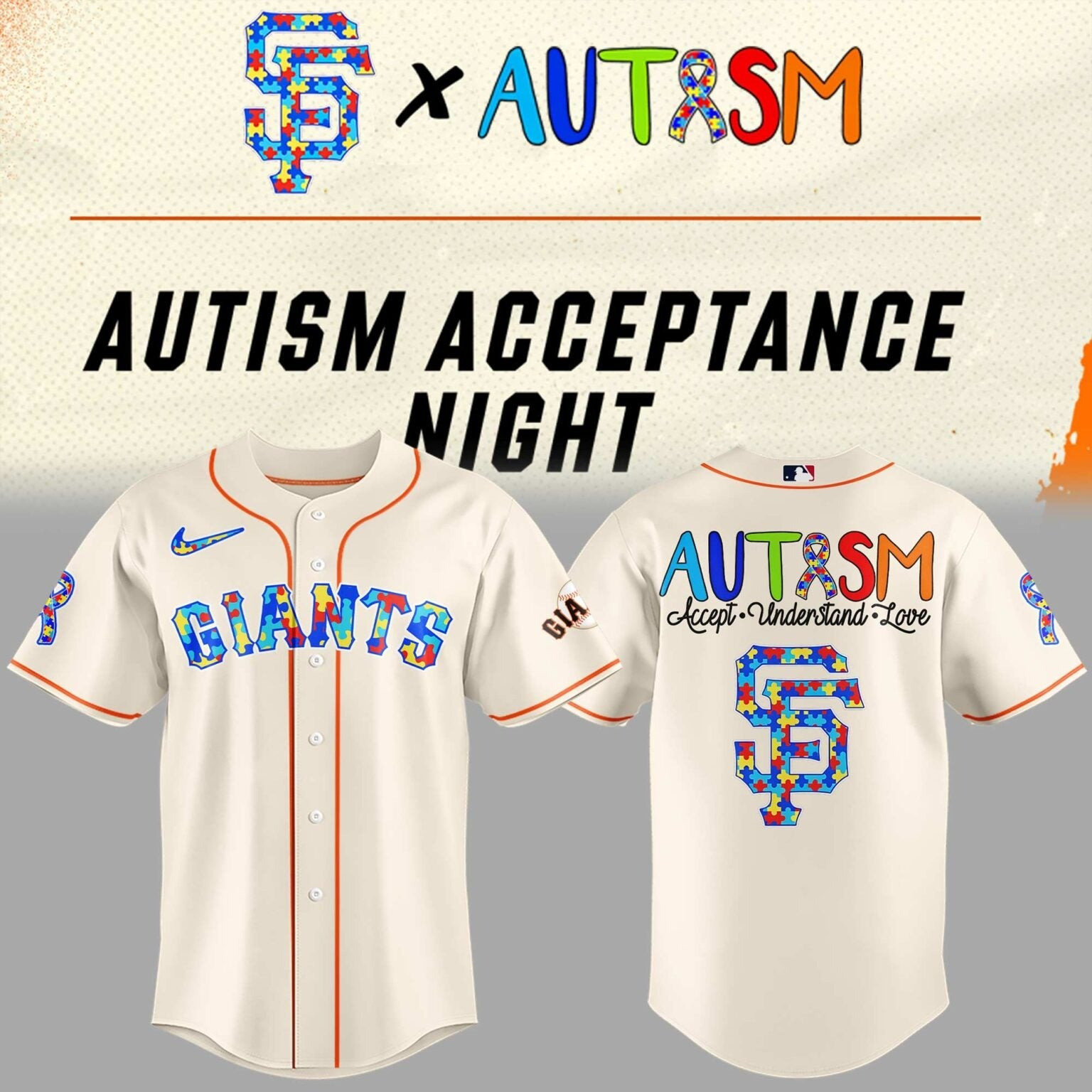 San Francisco Giants 2025 Autism Night Jersey Gift Ideas For Baseball Fans