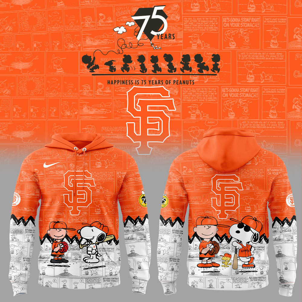San Francisco Giants 75th Anniversary Of Peanuts Hoodie 2025 SF Giants Merch Best Gifts