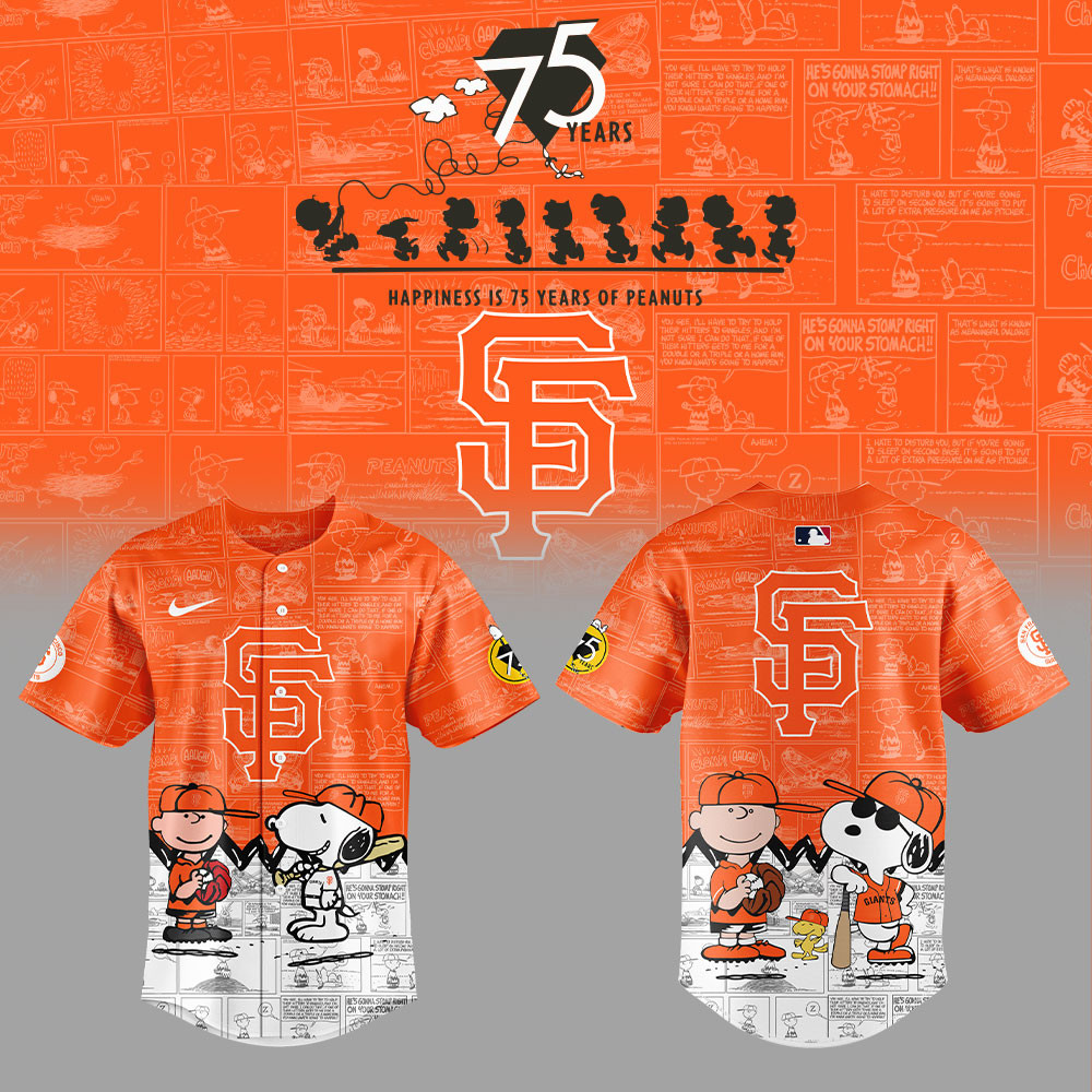 San Francisco Giants 75th Anniversary Of Peanuts Jersey 2025 SF Giants Merch Baseball Gifts