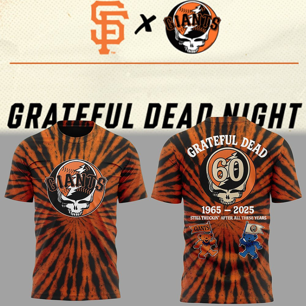 San Francisco Giants Grateful Dead 60 Years T-Shirt 1965-2025 Best Gift For Music And Baseball Fans