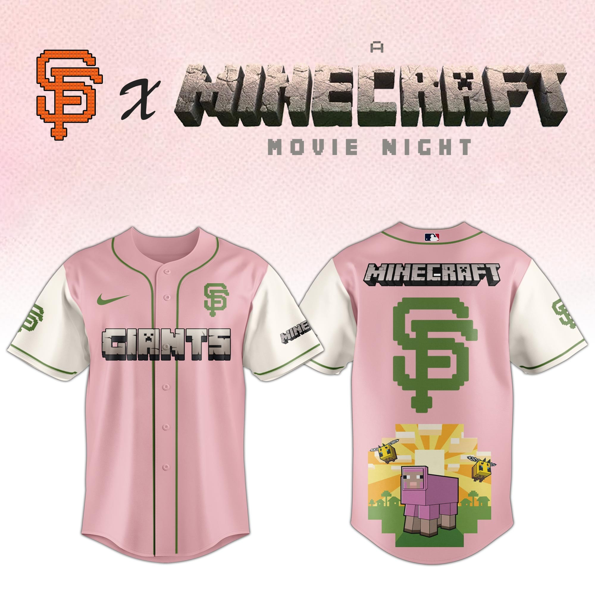 San Francisco Giants MLB x A MINECRAFT MOVIE Night Jersey Best Gifts For Baseball Fans