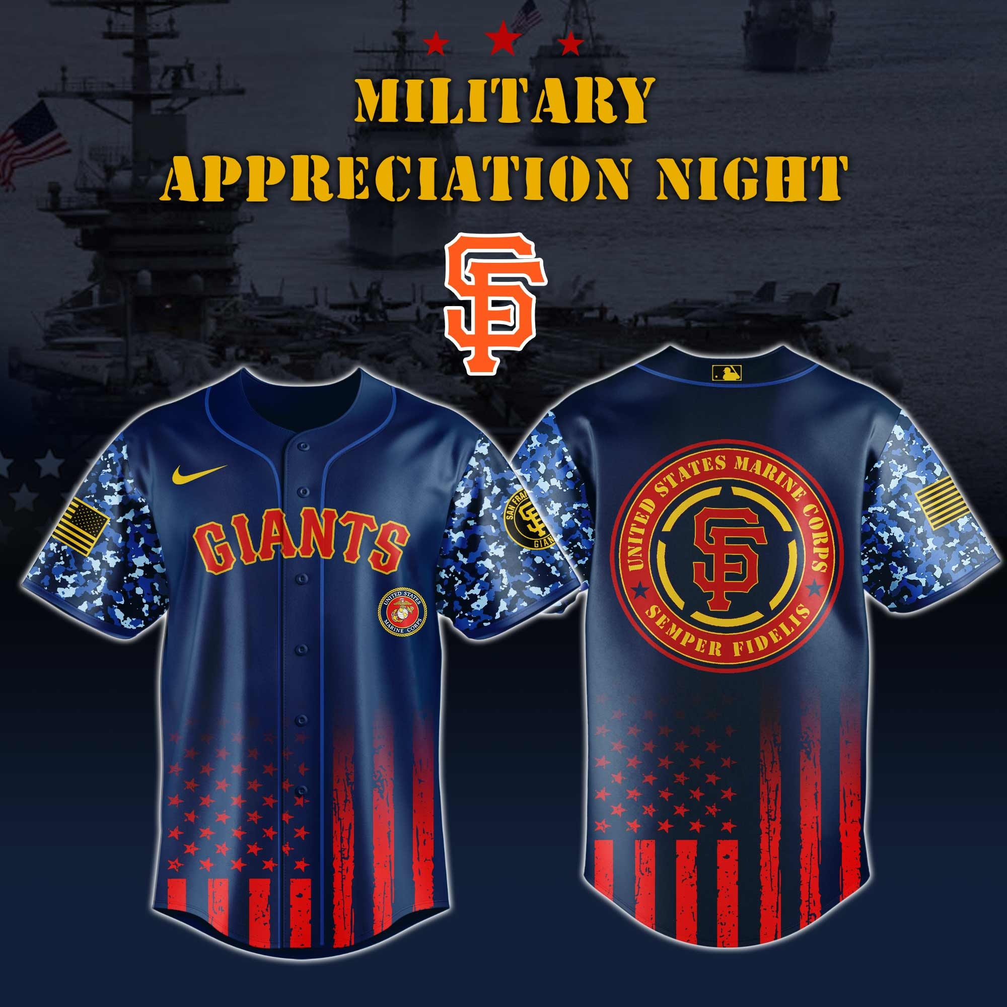 San Francisco Giants MLB x Marine Corps Military Appreciation Night Jersey Editions Limited 2025 Giants Merch