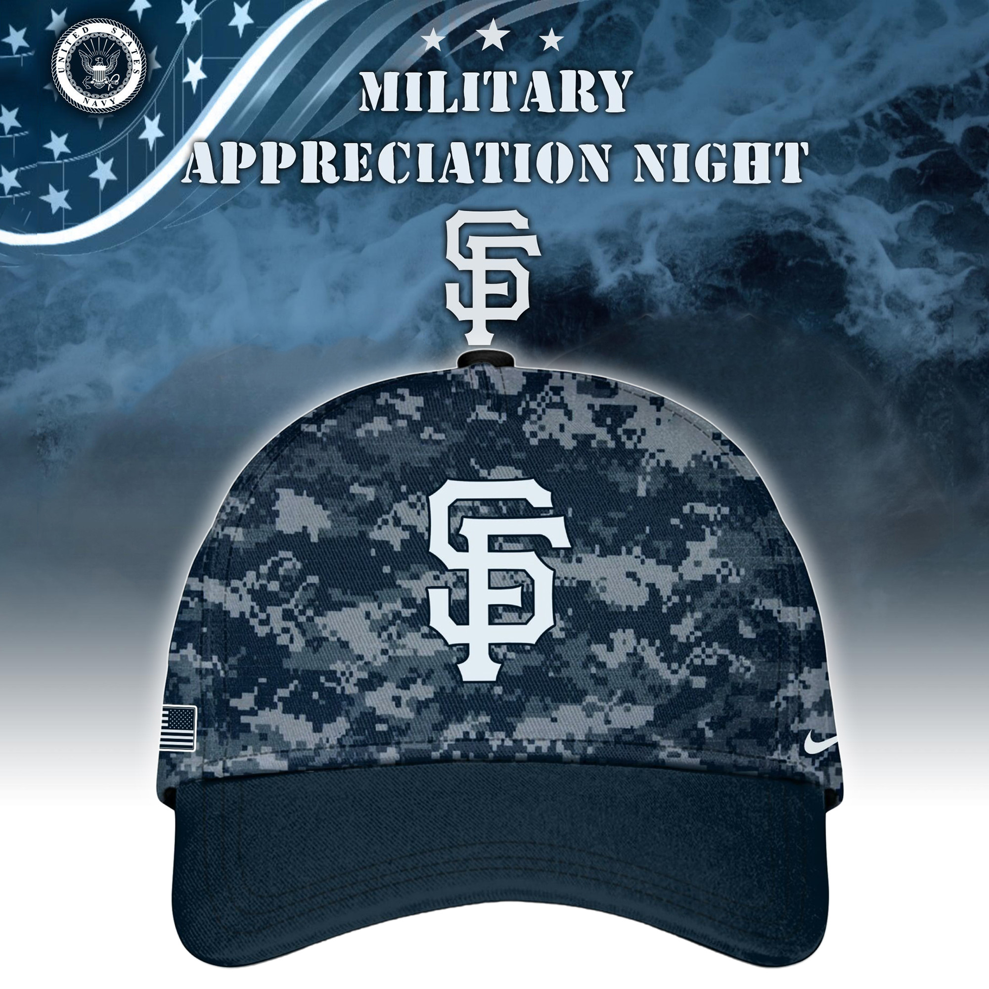 San Francisco Giants MLB x Navy Military Appreciation Night Hat Baseball Lover Gift Ideas