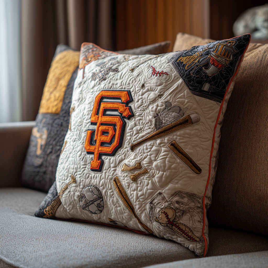 San Francisco Giants Pillow Case Quilted Baseball Cushion Cover Sports Merchandise Gift