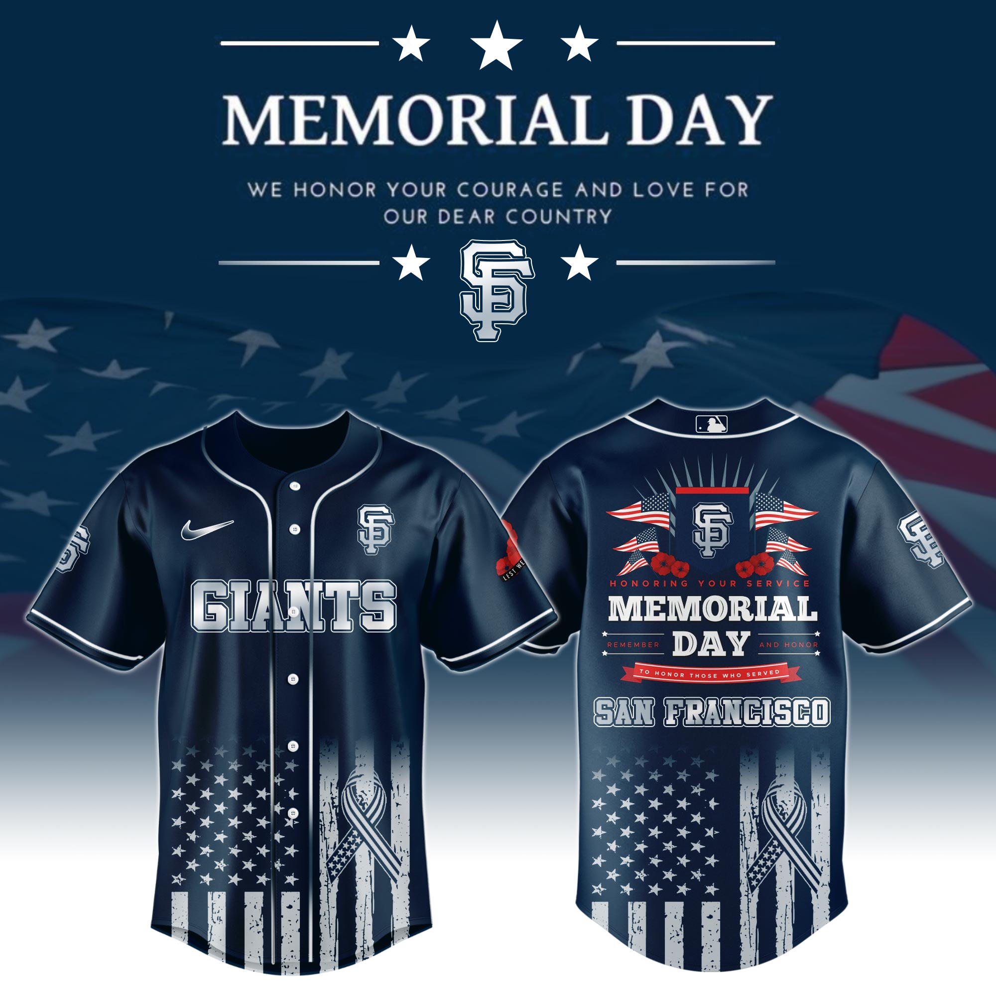 San Francisco Giants Special Memorial Day Jersey Baseball Fans Gifts