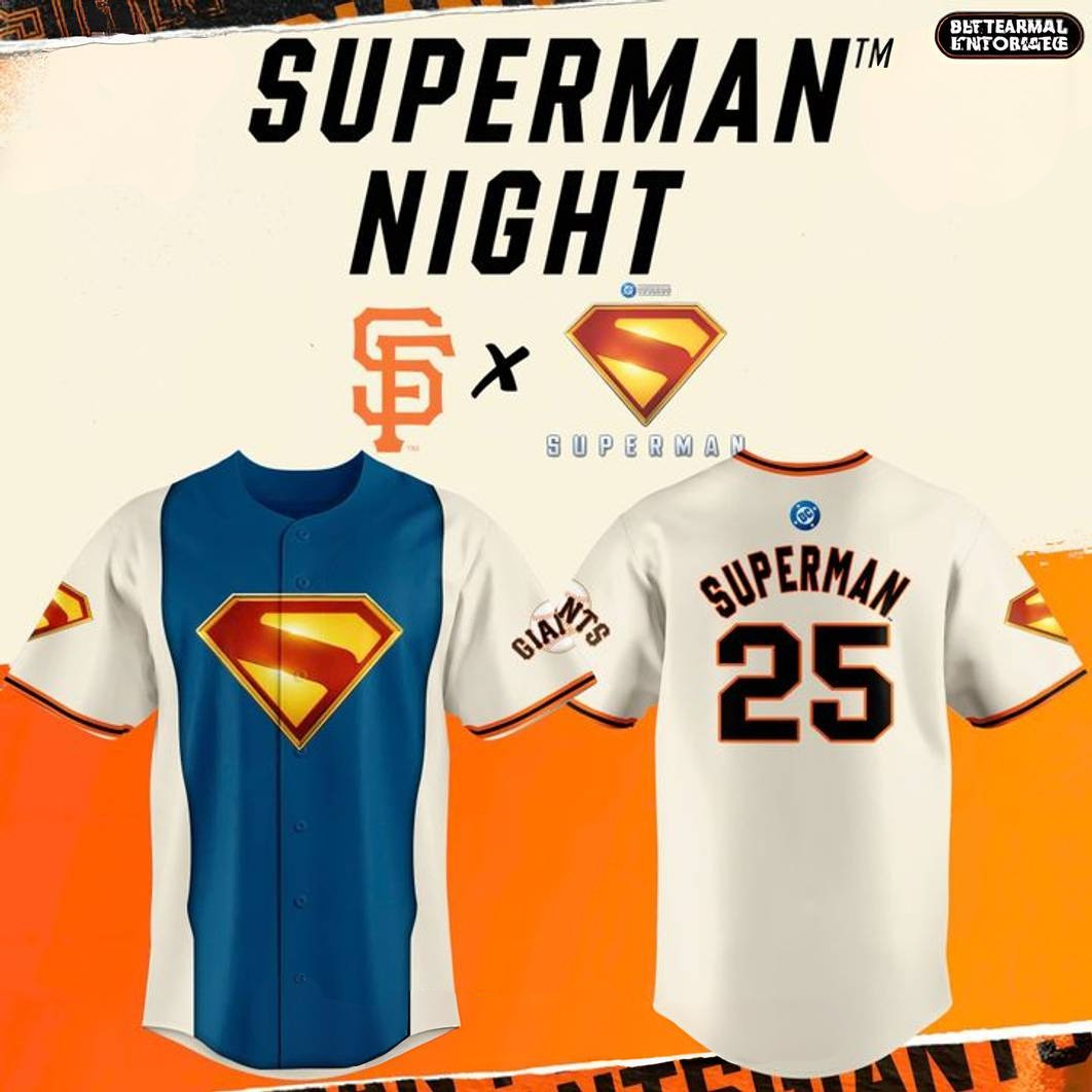San Francisco Giants x 2025 Superman Night Limited Baseball Jersey Baseball Team Gift Ideas
