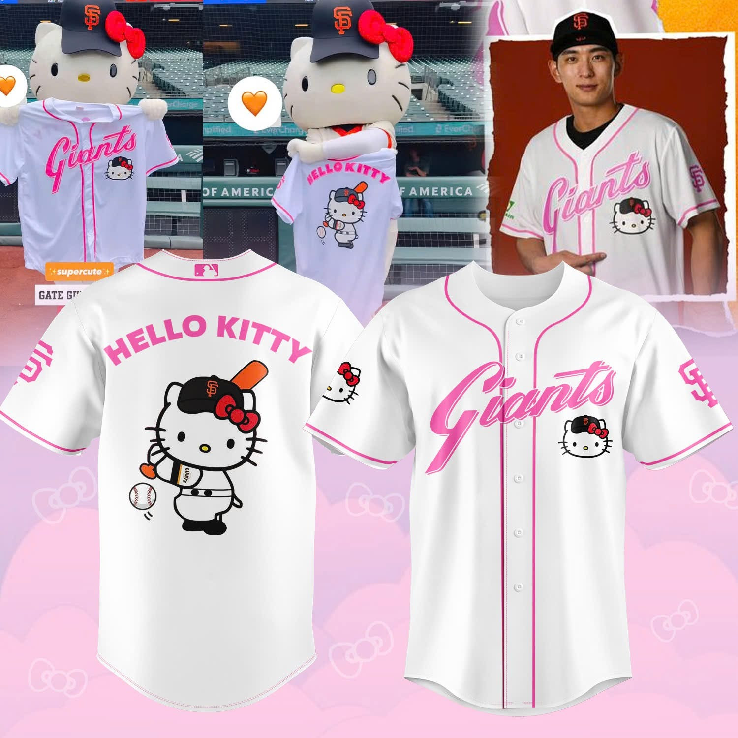San Francisco Giants x HELLO KITTY Jersey Pink Cute Baseball Gift For SF Giants Fans