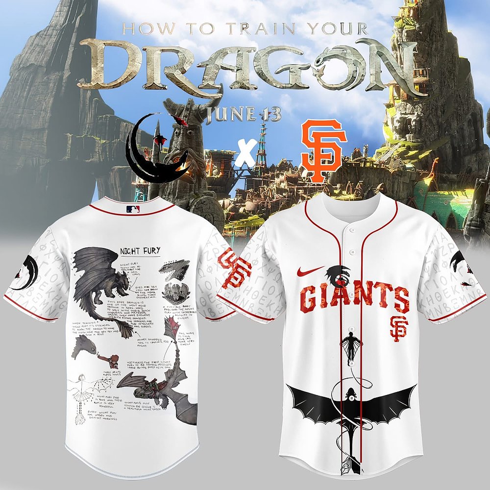 San Francisco Giants x How to Train Your Dragon Baseball Jersey Cool Gifts For Baseball Lovers