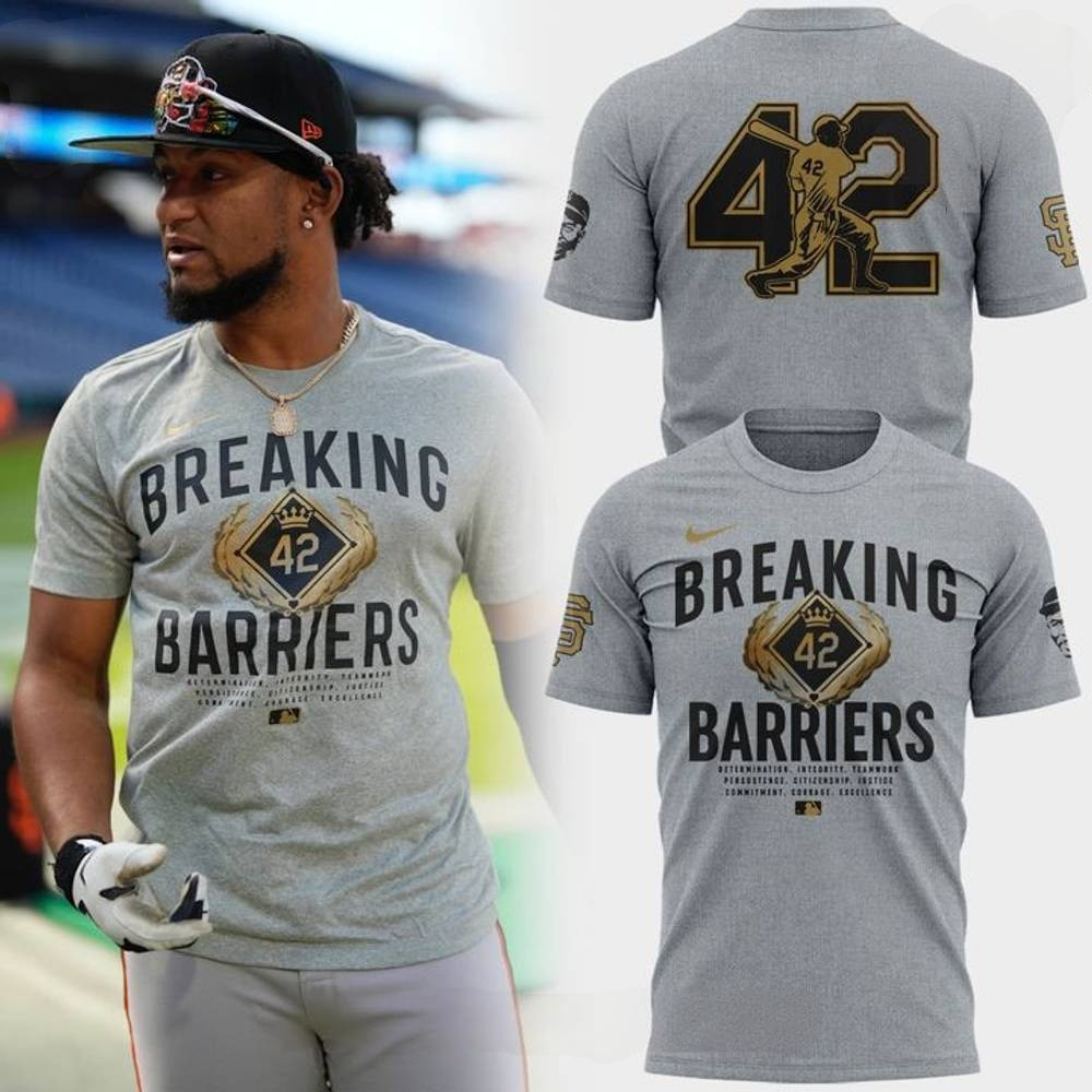 San Francisco Giants x Jackie Robinson Day 2025 Grey T-Shirt Baseball Team Gift Ideas
