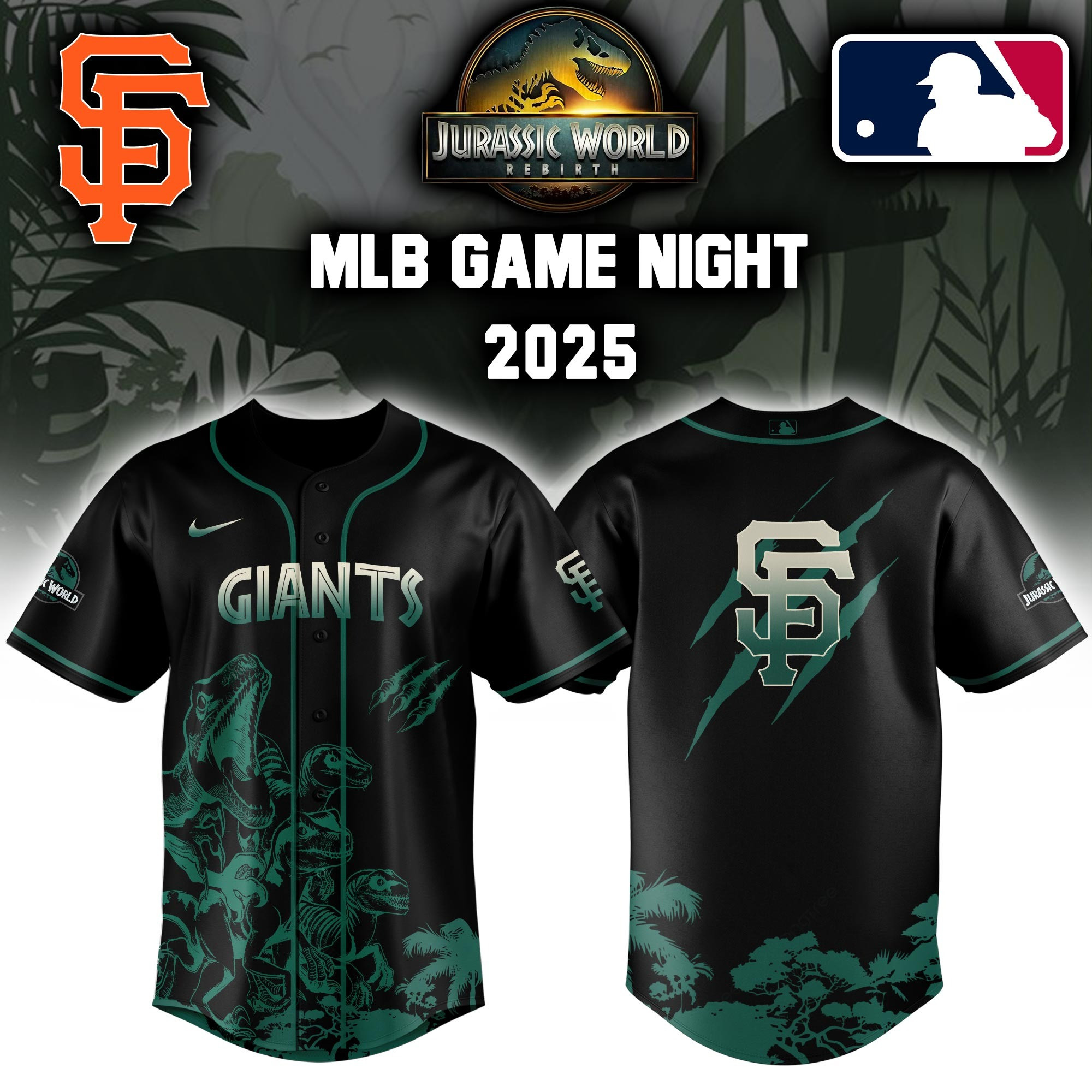 San Francisco Giants x Jurassic World Baseball Jersey Colab 2025 Perfect MLB Giants Merch Gift For Sport Lovers