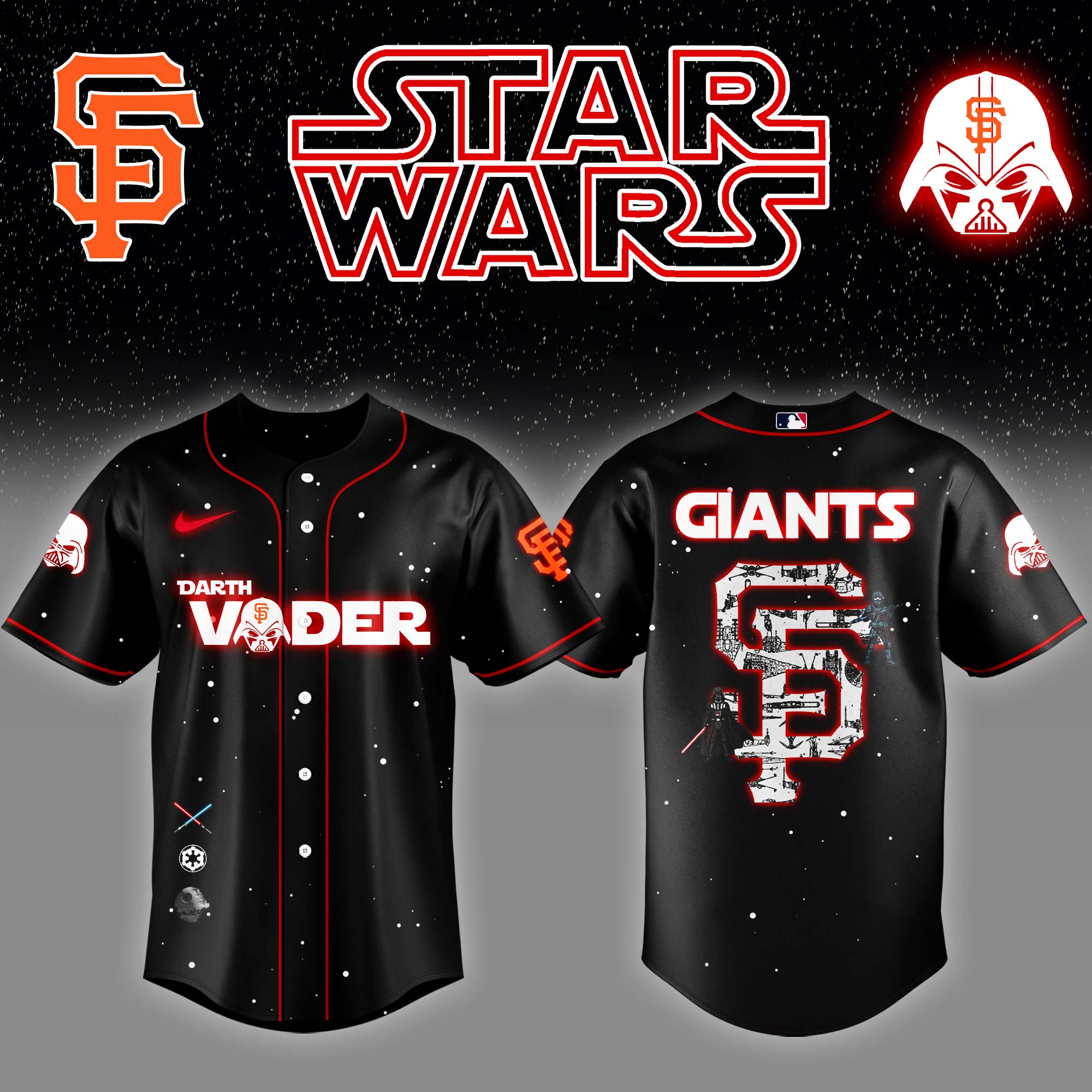 San Francisco Giants x Stars Wars Darth Vader Night Baseball Jersey Gift Ideas For Baseball Players