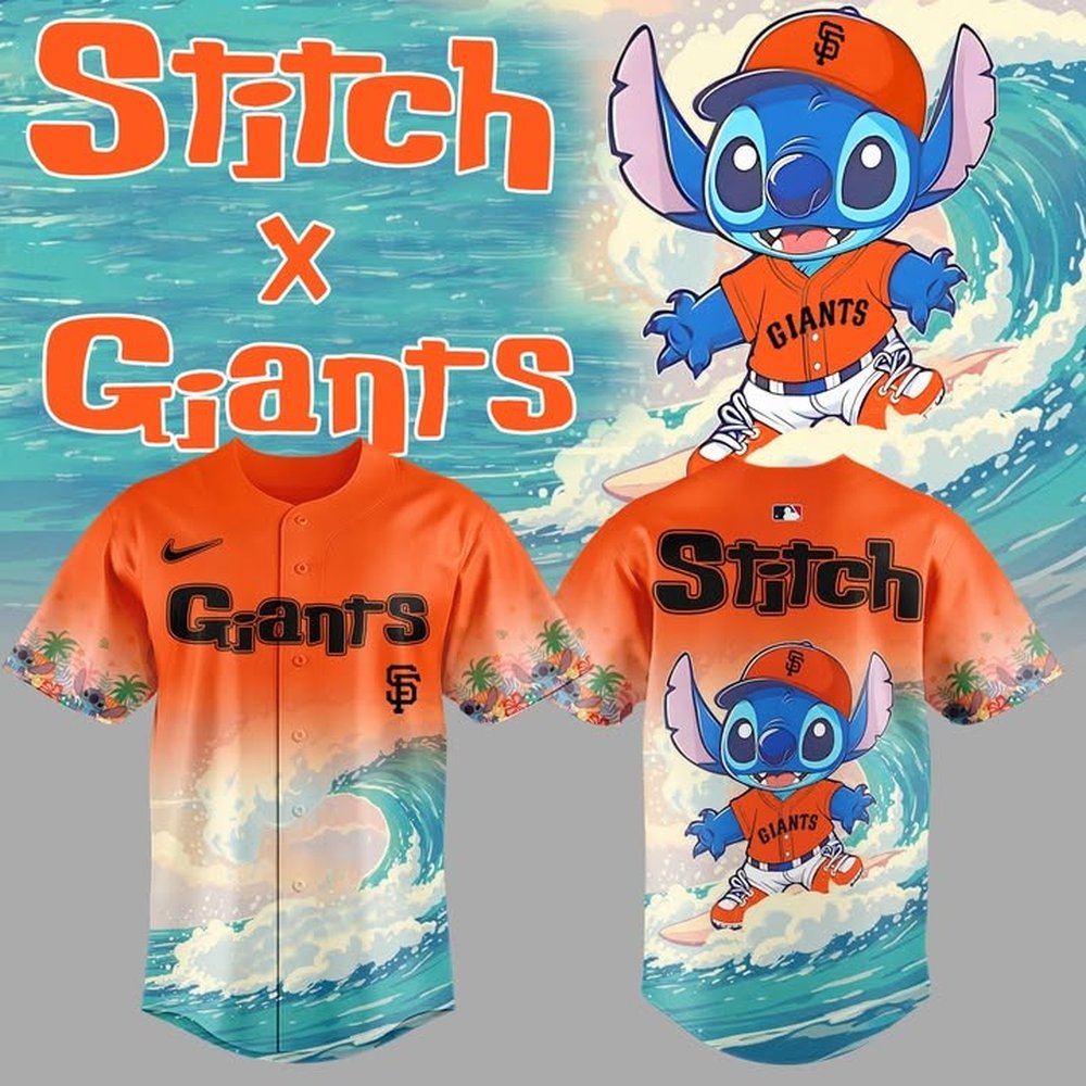 San Francisco Giants x Stitch Baseball Jersey Giants Merch Best Gifts For Baseball Fans
