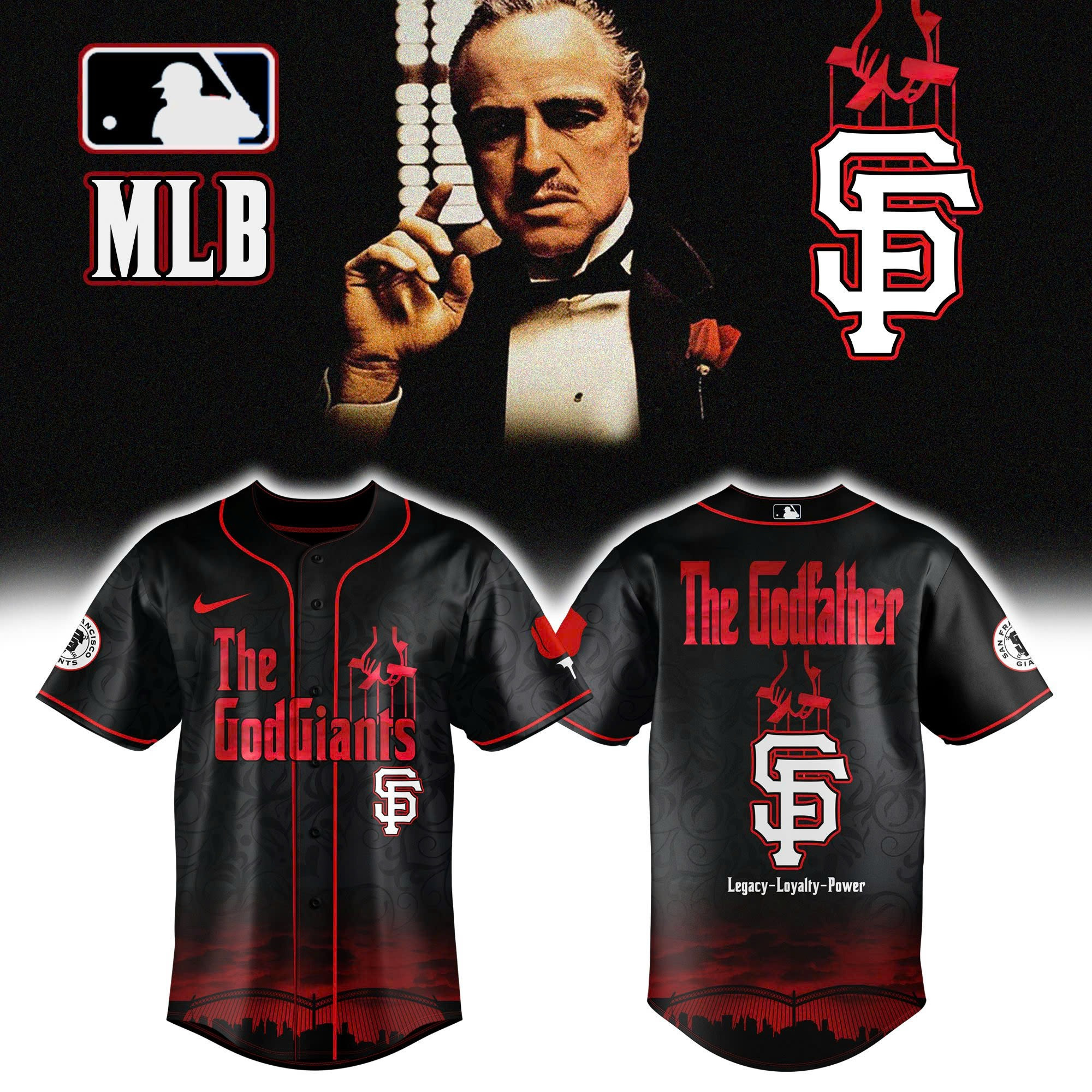San Francisco Giants x The Godfather Baseball Jersey Best Gifts For Baseball Fans