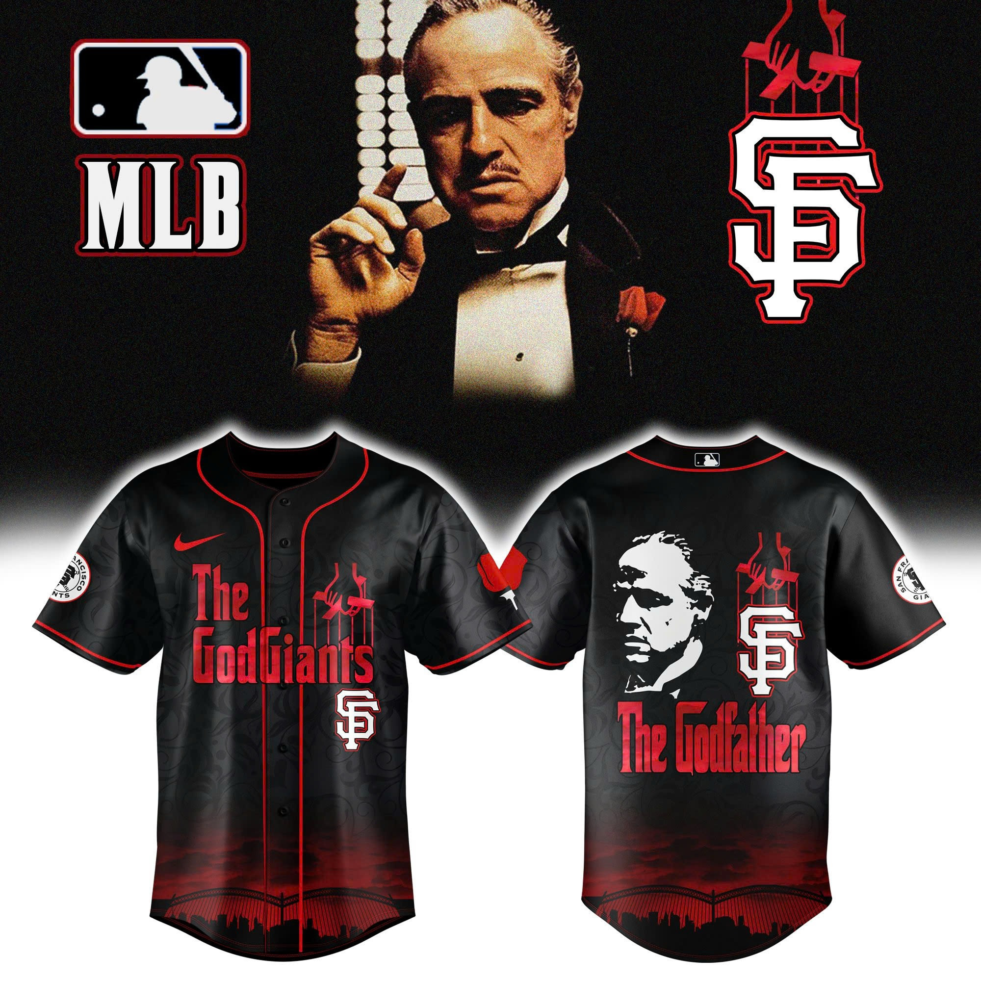 San Francisco Giants x The Godfather Baseball Jersey Gift Ideas For Baseball Fans