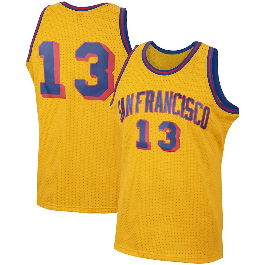 San Francisco Warriors Wilt Chamberlain Mitchell And Ness Gold 1962 63 Jersey Husband Gifts