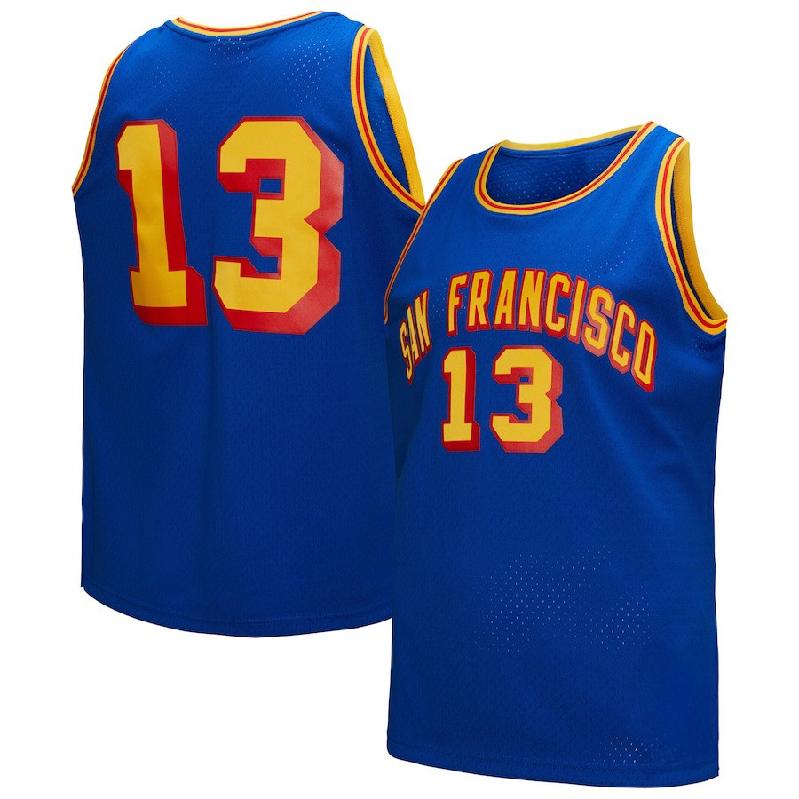 San Francisco Warriors Wilt Chamberlain Mitchell And Ness Royal Hardwood 1963 64 Jersey