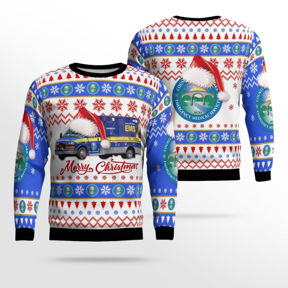 San Jose California Santa Clara County EMS Christmas Ugly Sweater Unisex Christmas Gift