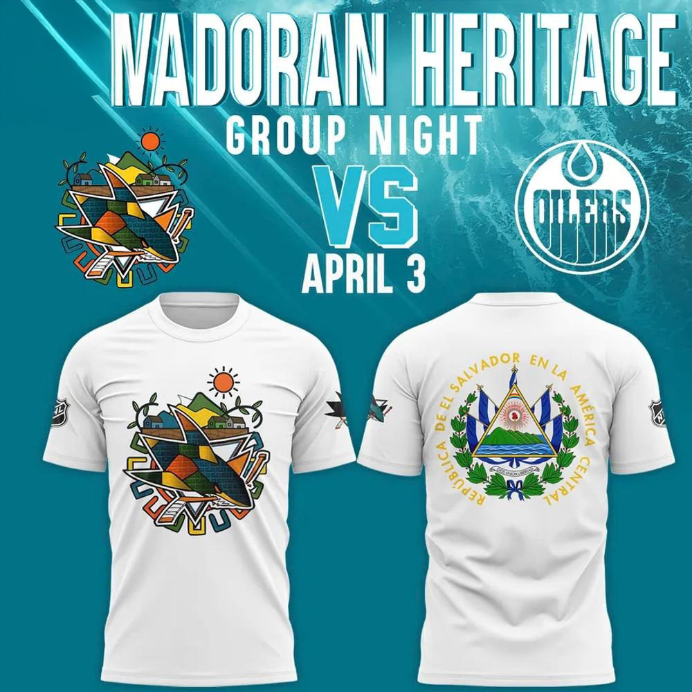 San Jose Sharks 2025 Salvadoran Heritage Night Shirt Gifts For Ice Hockey Fans