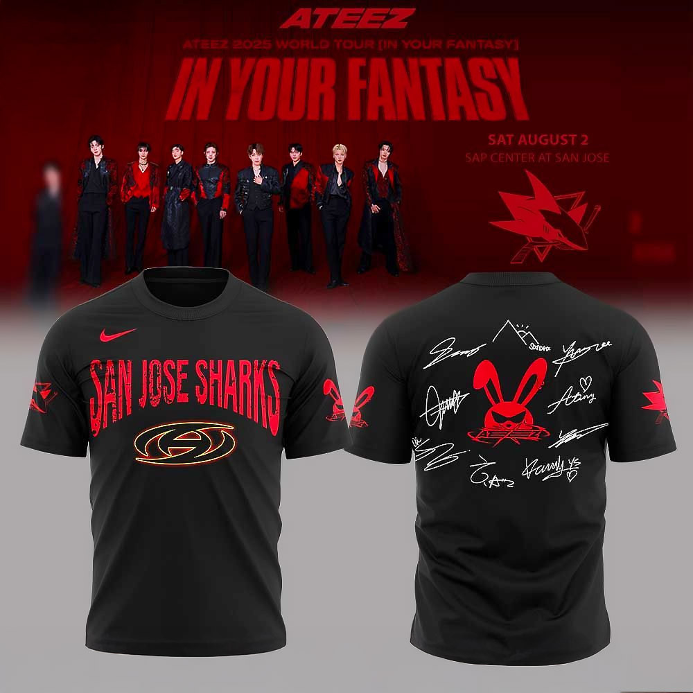 San Jose Sharks Ateez Fantasy World Tour 2025 SAP Center T Shirt Best Gift For Hockey Fans