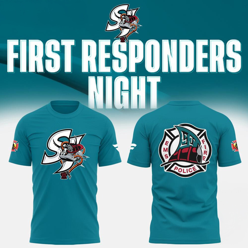 San Jose Sharks Barracuda x First Responders Night 3D Shirt Ice Hockey Fan Gifts
