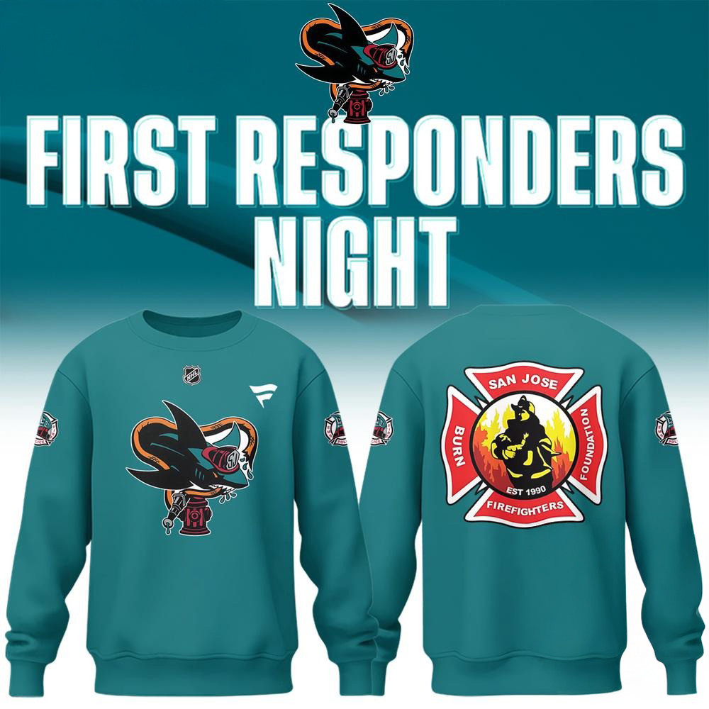 San Jose Sharks Barracuda x First Responders Night 3D Sweatshirt Ice Hockey Fan Gifts