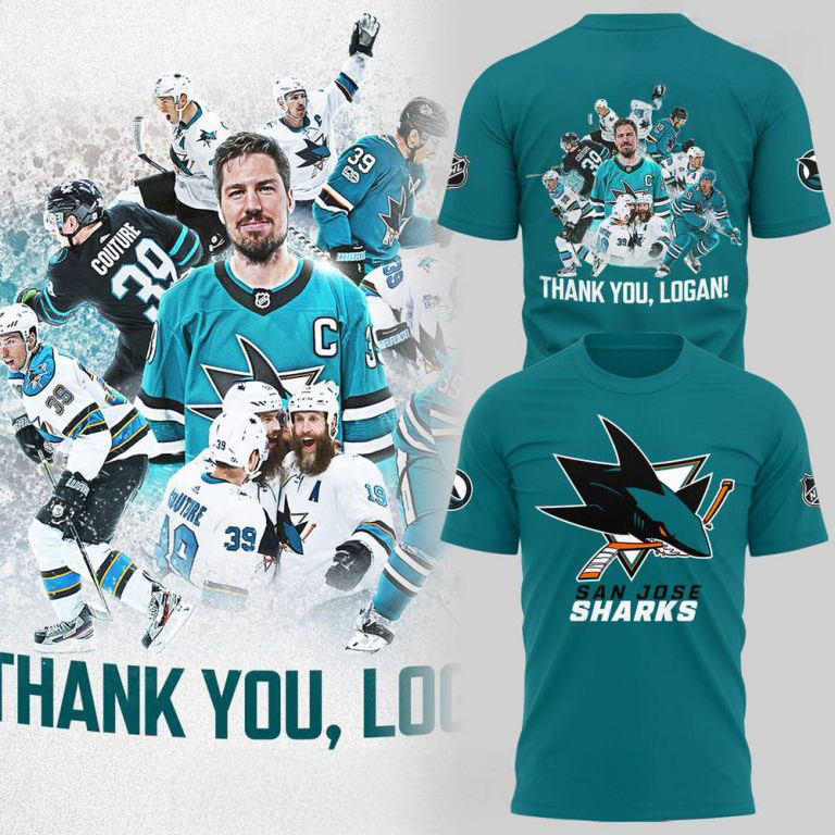 San Jose Sharks Thank You Logan Couture 2025 Blue T-Shirt Gift Ideas For Hockey Lovers
