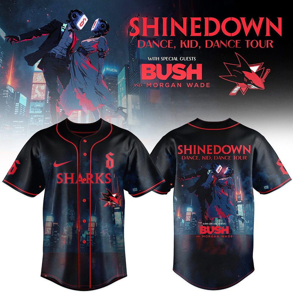 San Jose Sharks x Shinedown Dance Kid Dance Tour Merch 2025 Jersey Best Gift For Hockey And Music Lovers