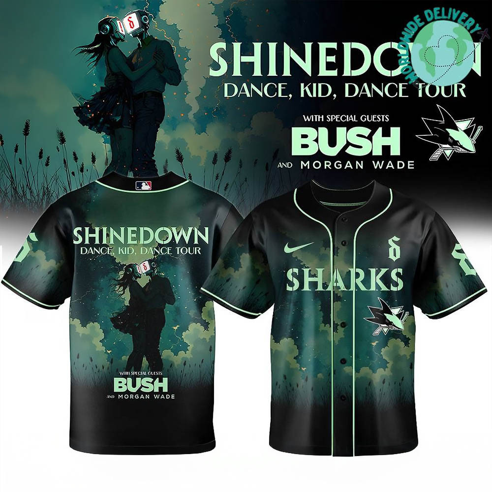 San Jose Sharks x Shinedown DanceKidDance Tour 2025 Baseball Jersey Clothing