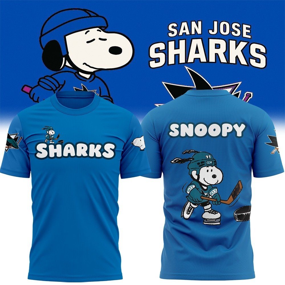 San Jose Sharks x Snoopy 2025 T-Shirt San Jose Sharks Merch Gift Ideas For Hockey Players