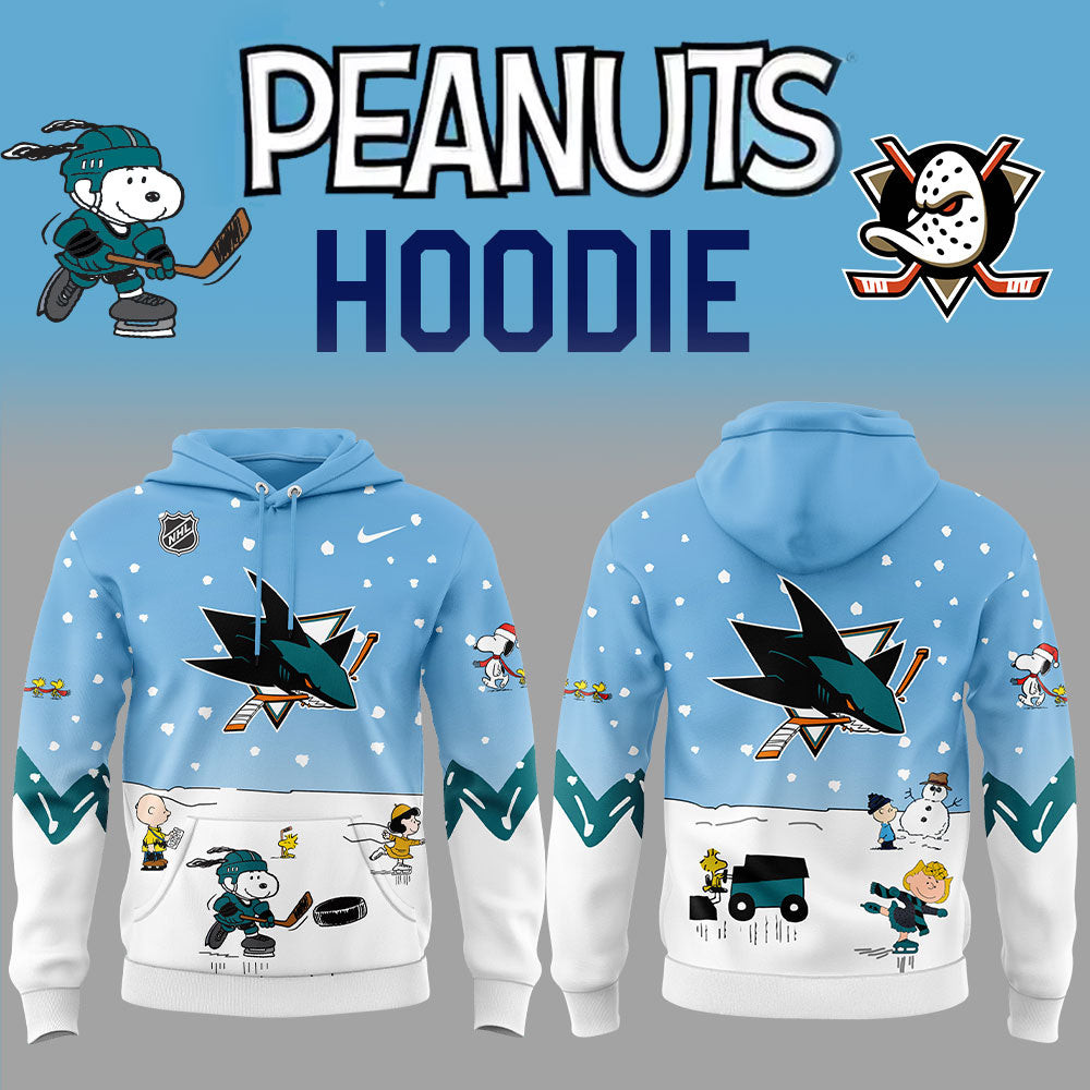 San Jose Sharks x Snoopy Peanuts Hoodie Fan Merchandise Ice Hockey Themed Gifts