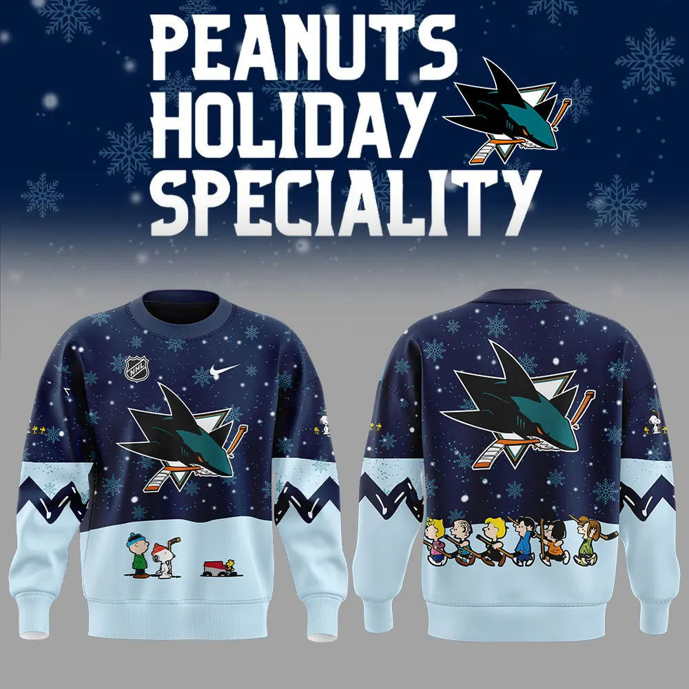 San Jose Sharks x Snoopy Peanuts Sweatshirt Fan Merch Best Gifts For Ice Hockey Lovers