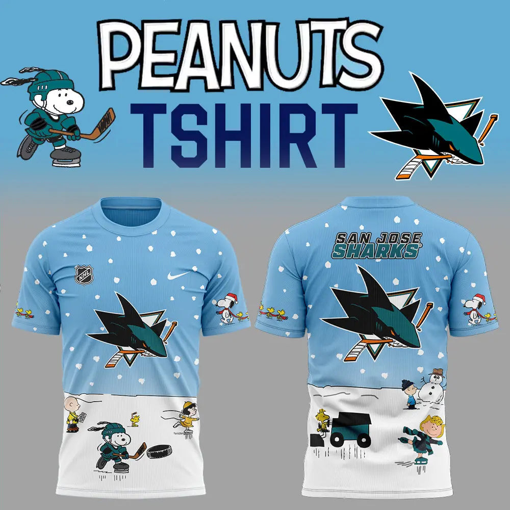 San Jose Sharks x Snoopy Peanuts T-Shirt Cute Fan Merch Best Gifts For Ice Hockey Lovers