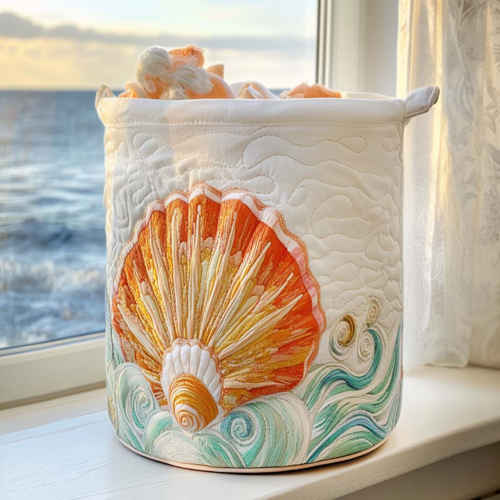 Sand And Shells Quilted Laundry Basket Holiday Season Merch