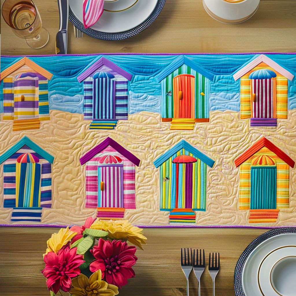 Sand and Surf Quilted Table Runner Beach Theme Table Runner Gift Ideas For Mom