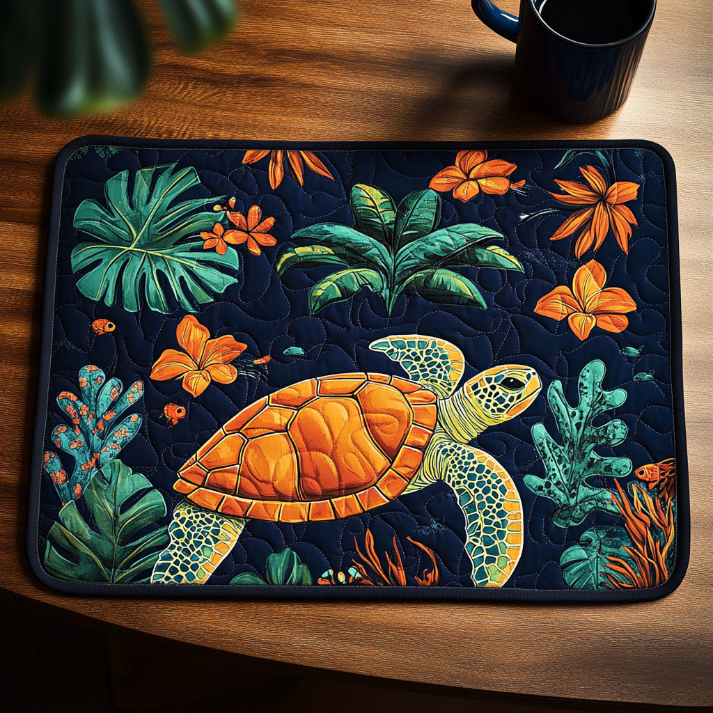 Sand Traveler Quilted Placemat Christmas House Decor Gifts For Sea Turtle Lovers