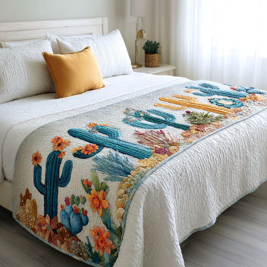 Sandy Blossoms Quilted Bed Runner Bedroom Decor Ideas Cactus Gifts For Him